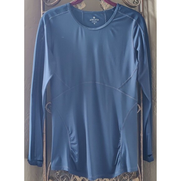 Athleta Fastest Track Womens Med Navy Blue Long Sleeve Activewear Athletic Shirt - Picture 3 of 9